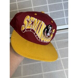 Vintage 90s FSU Florida State Seminoles Snapback Hat Cap Embroidered Spellout
